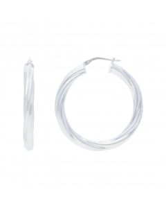 New Sterling Silver 25mm Twisted Hoop Earrings