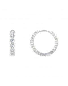 New Sterling Silver Cubic Zirconia Small Huggie Hoop Earrings