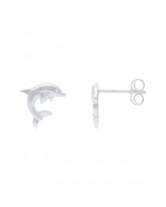 New Sterling Silver Dolphin Stud Earrings