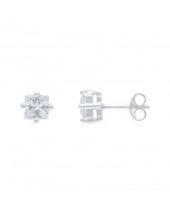 New Sterling Silver 5mm Square Cubic Zirconia Stud Earrings