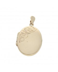 Pre-Owned 9ct Yellow Gold Part Patterned Oval Locket Pendant