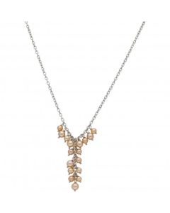 Pre-Owned 9ct White Gold Simulated Pearl Cluster Necklace