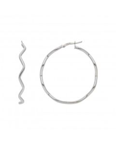 Pre-Owned 9ct White Gold Wave Creole Earrings