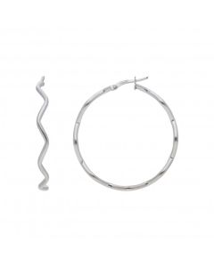Pre-Owned 9ct White Gold Wave Creole Earrings
