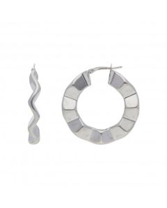 Pre-Owned 9ct White Gold Zig-Zag Wave Creole Earrings
