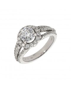 Pre-Owned 18ct White Gold 1.87 Carat Diamond Halo Ring