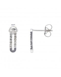 New 9ct White Gold Diamond Set Stud Earrings