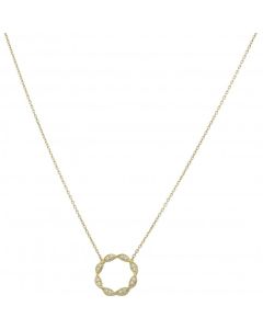 New 9ct Yellow Gold Cubic Zirconia Circle Adjustable Necklace