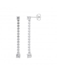 New Sterling Silver Cubic Zirconia Line Drop Earrings