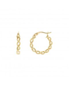 New 9ct Yellow Gold Diamond-Cut Twisted Creole Hoop Earrings