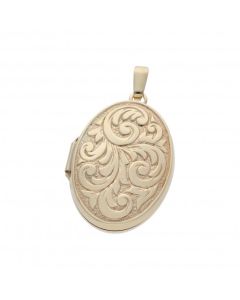 Pre-Owned 9ct Yellow Gold Patterned Oval Locket Pendant