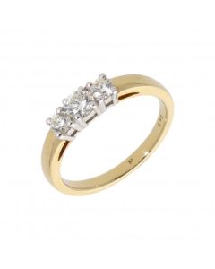 New 18ct Yellow Gold 0.50ct Diamond 3 Stone Trilogy Ring