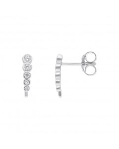 New Sterling Silver Cubic Zirconia Graduated Stud Earrings