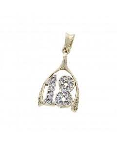 Pre-Owned 9ct Gold Cubic Zirconia Age 18 Wishbone Pendant