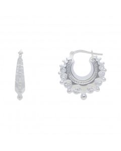 New Sterling Silver Round Traditional Creole Hoop Earring