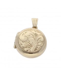 Pre-Owned 9ct Yellow Gold Patterned Round Locket Pendant