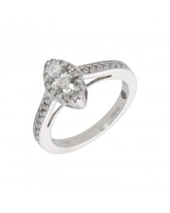 Pre-Owned 14ct White Gold Marquise Shaped Diamond Cluster Ring