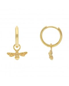 New Silver & Gold 12mm Huggie Hoops & Manchester Bee Charm Drop