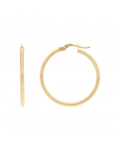New 9ct Yellow Gold Patterned Hoop Earrings