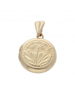 Pre-Owned 9ct Yellow Gold Patterned Round Locket Pendant