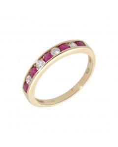 New 9ct Yellow Gold Ruby & Diamond Eternity Style Ring