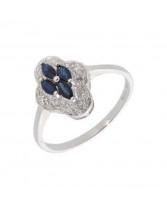 New 9ct White Gold Sapphire & Diamond Cluster Dress Ring