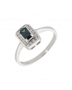New 9ct White Gold Sapphire & Diamond Cluster Dress Ring