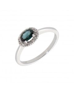New 9ct White Gold Sapphire & Diamond Cluster Dress Ring