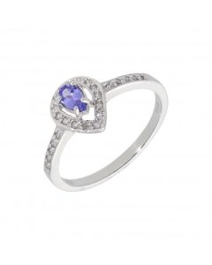 New 9ct White Gold Tanzanite & Diamond Pear Cluster Dress Ring