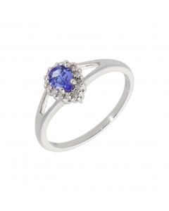 New 9ct White Gold Tanzanite & Diamond Cluster Dress Ring