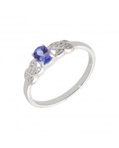 New 9ct White Gold Tanzanite & Diamond Dress Ring