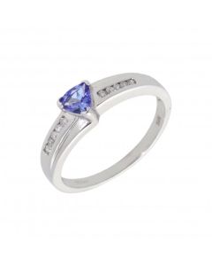 New 9ct White Gold Tanzanite & Diamond Dress Ring