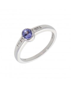 New 9ct White Gold Tanzanite & Diamond Dress Ring