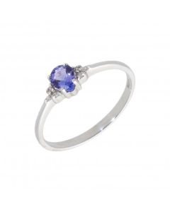 New 9ct White Gold Tanzanite & Diamond Pear Shaped Dress Ring