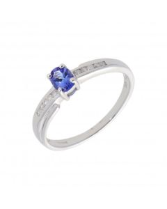 New 9ct White Gold Tanzanite & Diamond Dress Ring