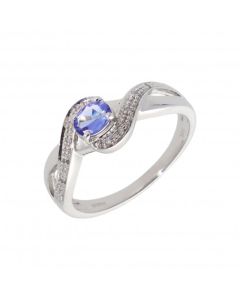 New 9ct White Gold Tanzanite & Diamond Dress Ring