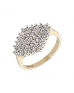 Pre-Owned 9ct Yellow Gold 0.47 Carat Diamond Cluster Ring
