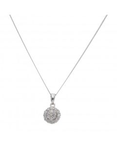 New 9ct White Gold Diamond Pendant & 18" Chain Necklace