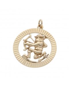 Pre-Owned 9ct Yellow Gold Bow & Arrow Archer Circle Pendant