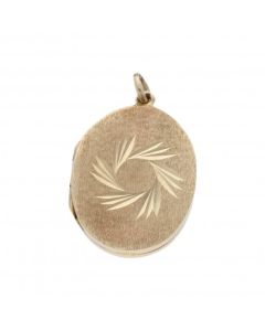 Pre-Owned 9ct Yellow Gold Patterned Oval Locket Pendant