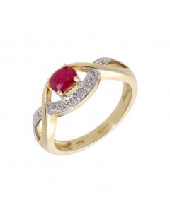 New 9ct Yellow Gold Ruby & Diamond Dress Ring