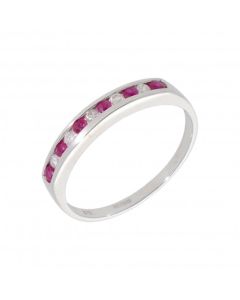 New 9ct White Gold Ruby & Diamond Eternity Style Ring