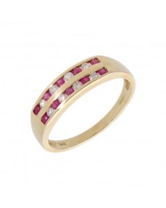 New 9ct Yellow Gold Ruby & Diamond Eternity Style Ring