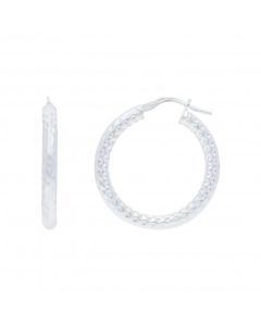 New Sterling Silver 20mm Patterned Hoop Earrings