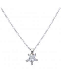 New Silver Star Shaped Cubic Zirconia Pendant & Necklace
