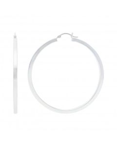 New Sterling Silver 50mm Square Tube Large Hoop Earrings