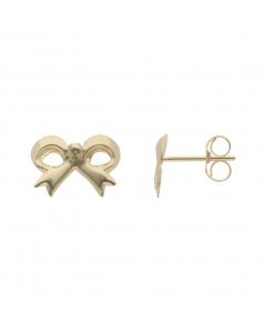 New 9ct Yellow Gold Bow Stud Earrings
