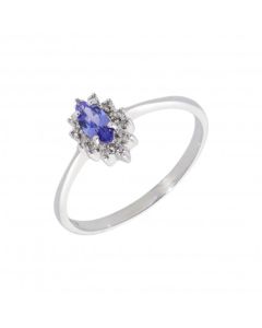 New 9ct White Gold Tanzanite & Diamond Cluster Dress Ring
