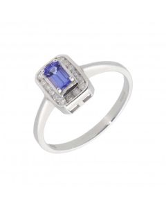 New 9ct White Gold Tanzanite & Diamond Cluster Dress Ring