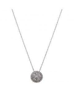 New 9ct White Gold 0.50ct Diamond Cluster Pendant & 18" Necklace